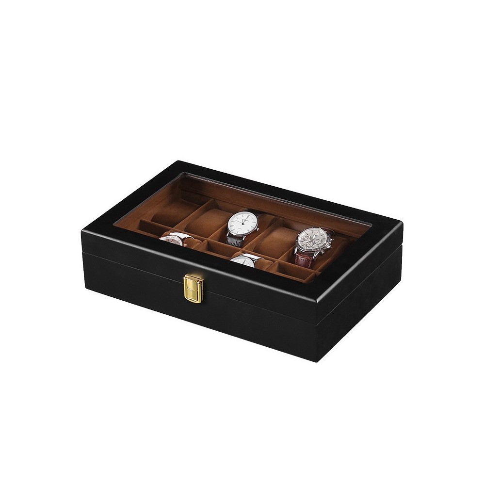 Черна дървена кутия за часовници
