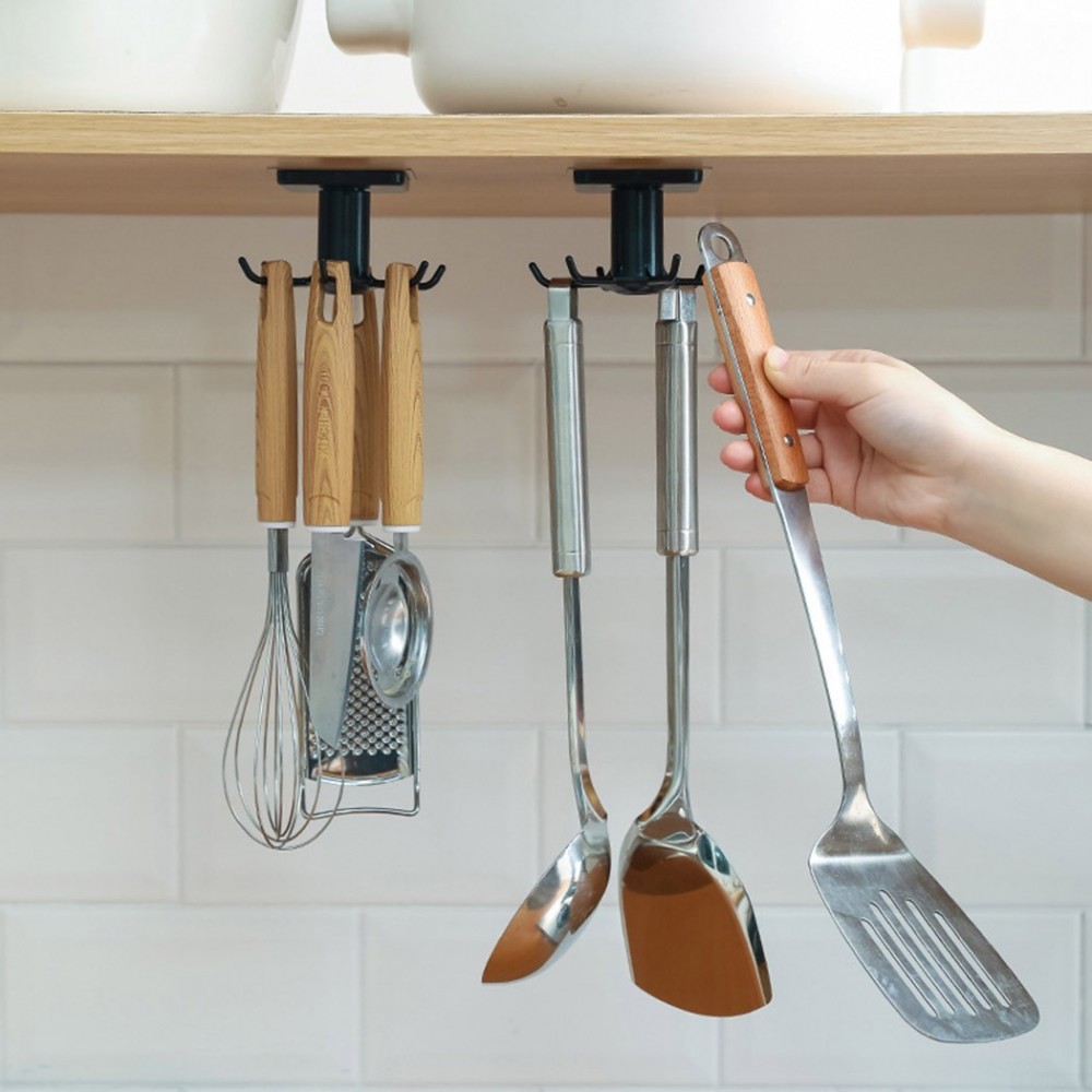 Въртяща се закачалка за кухненски прибори - самозалепваща