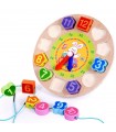 Детски дървен часовник пъзел с 12 цветни фигури с числа