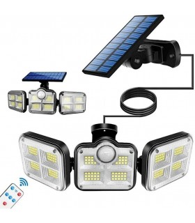 122LED Външна лампа със сензор за движение с отделен соларен панел