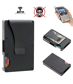 Черен картодържател с RFID защита за безконтактни кредитни карти