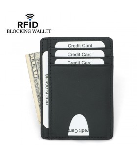 Кожен RFID картодържател с отделение за пари и документи