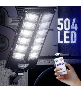 Мощна улична лампа със соларен панел и датчик за движение 504 LED 252W