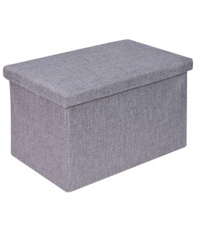 Сива правоъгълна табуретка-кутия за съхранение 45x30x30см