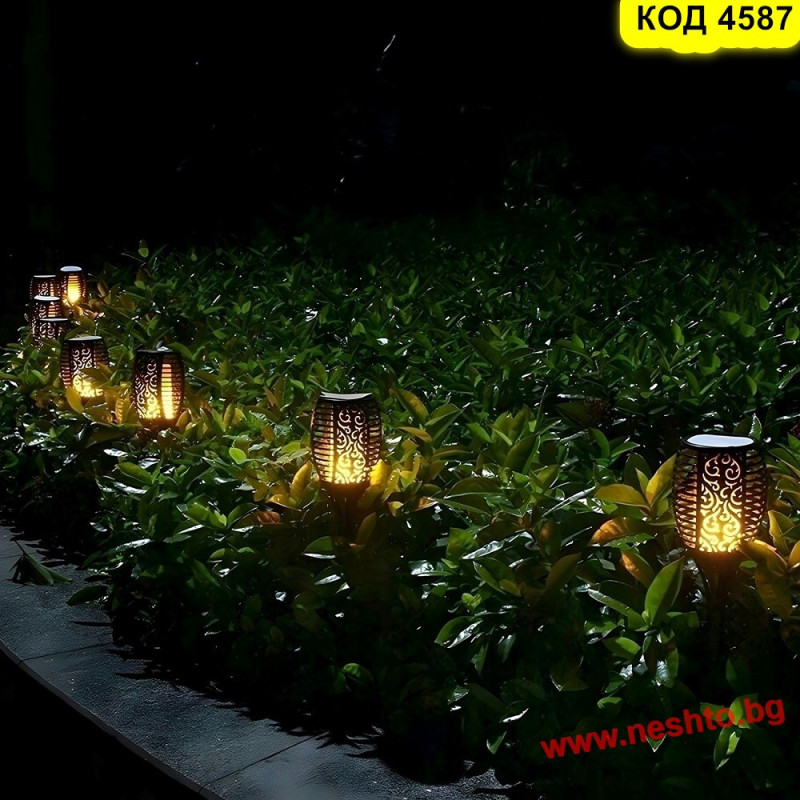 Соларна градинска факла с 33 LED диода - СРЕДЕН РАЗМЕР
