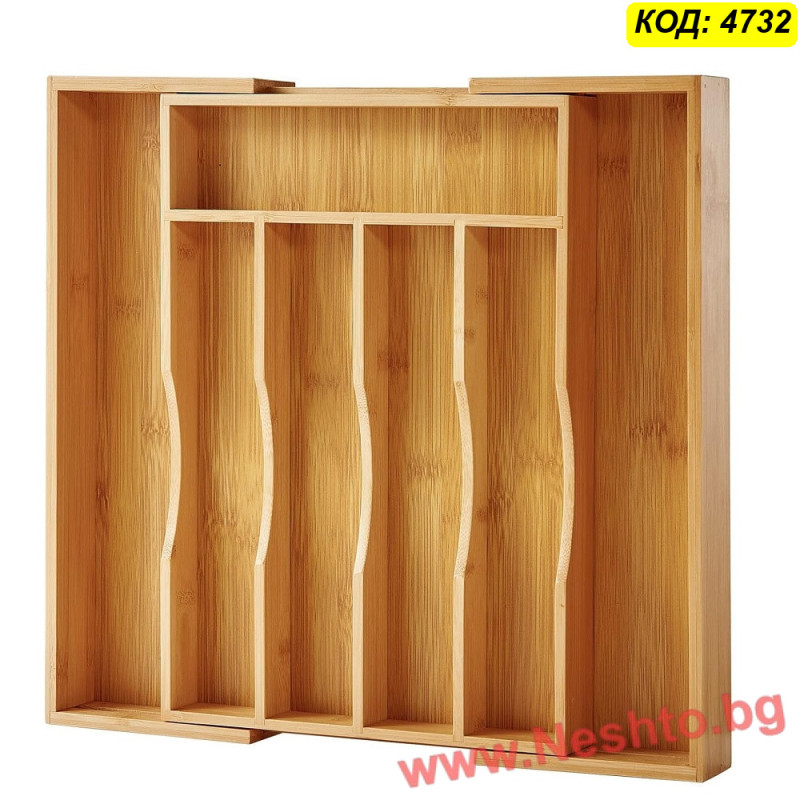 Регулируем бамбуков разделител за прибори - 26-40x36x5 см