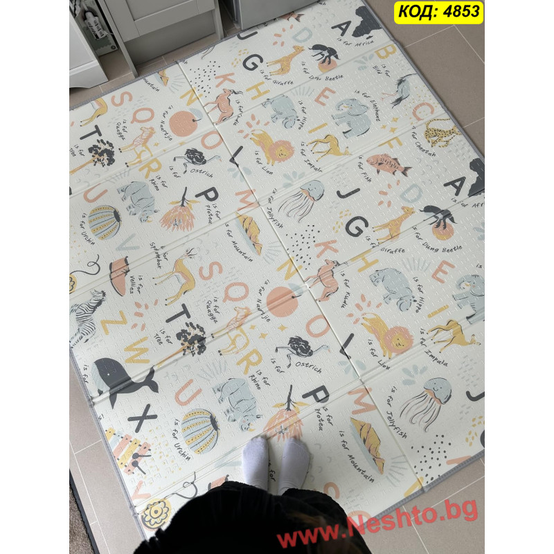 Термо детска постелка за игра XPE – двулицева, сгъваема, 180×200×1 см - модел 4853