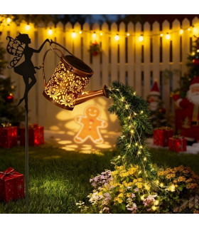 Соларна градинска лампа лейка с Фея | LED декорация за градина