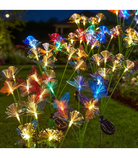 Цветни соларни лампи за градина с пеперуди – RGB LED декорация за двор