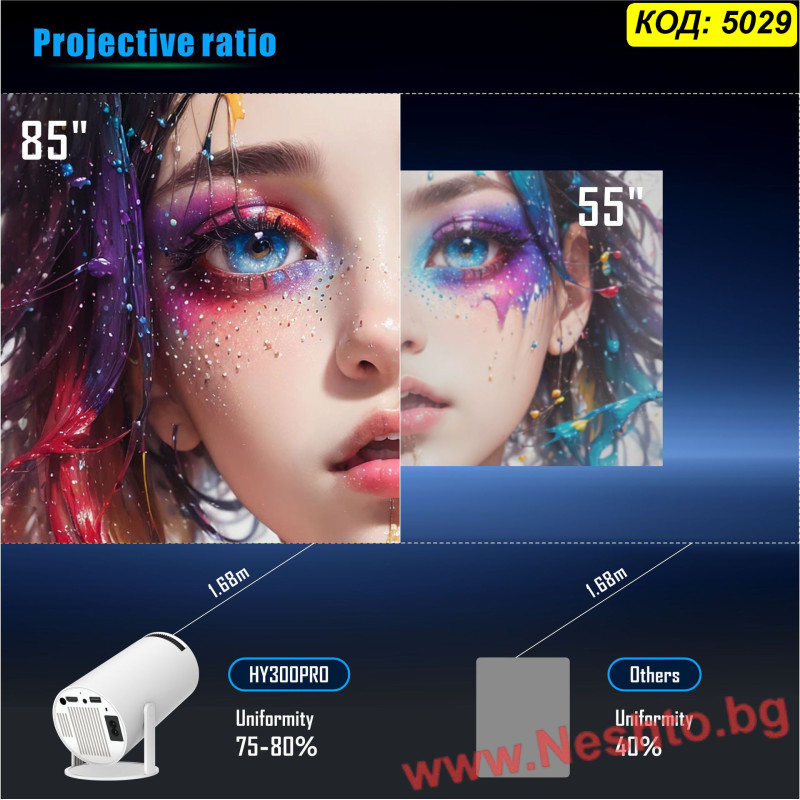 Мини Smart Проектор с Android 11, WiFi и Bluetooth HY300 Pro