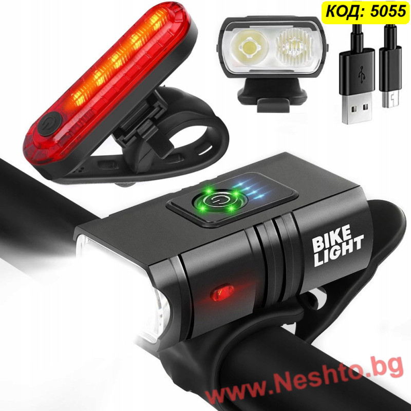 Комплект фар за велосипед със стоп, 1200mAh T6