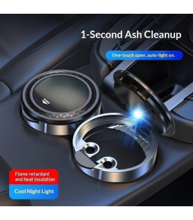 Автомобилен пепелник с капак, LED светлина и бутон PUSH