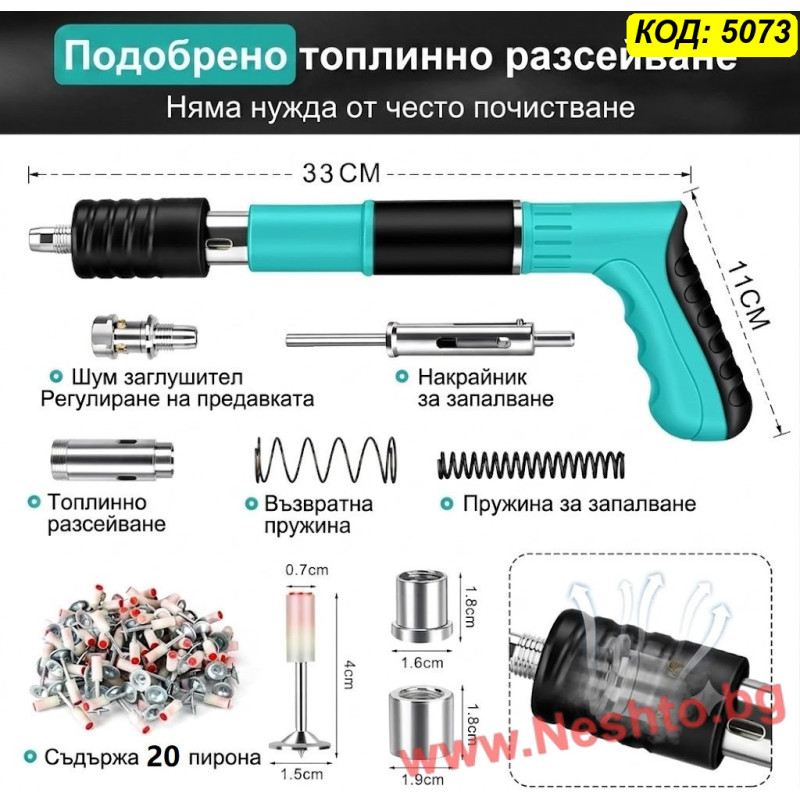 Ръчен пистолет за пирони със заряд за бетон – стандартен модел