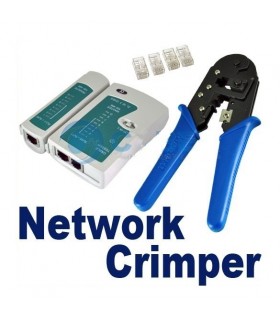 Комплект клещи за кримпване + Тестер и 50бр RJ45