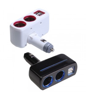 Двоен разклонител за запалка + 2бр. USB