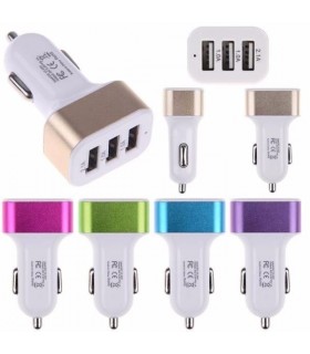 Троен USB разклонител за запалка 2.1A 2A 1A