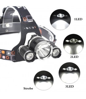 Челник с 3 диода 1х T6 + 2х CREE XPE и мощност 3000lm 30W