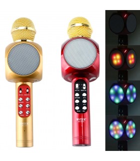 Безжичен блутут караоке микрофон с LED светлини