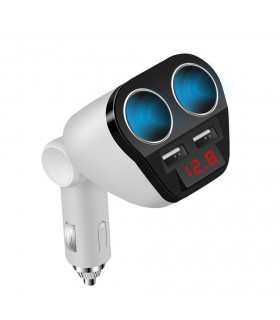 Волтметър в разклонител за запалка с 2 гнезда и 2бр. USB