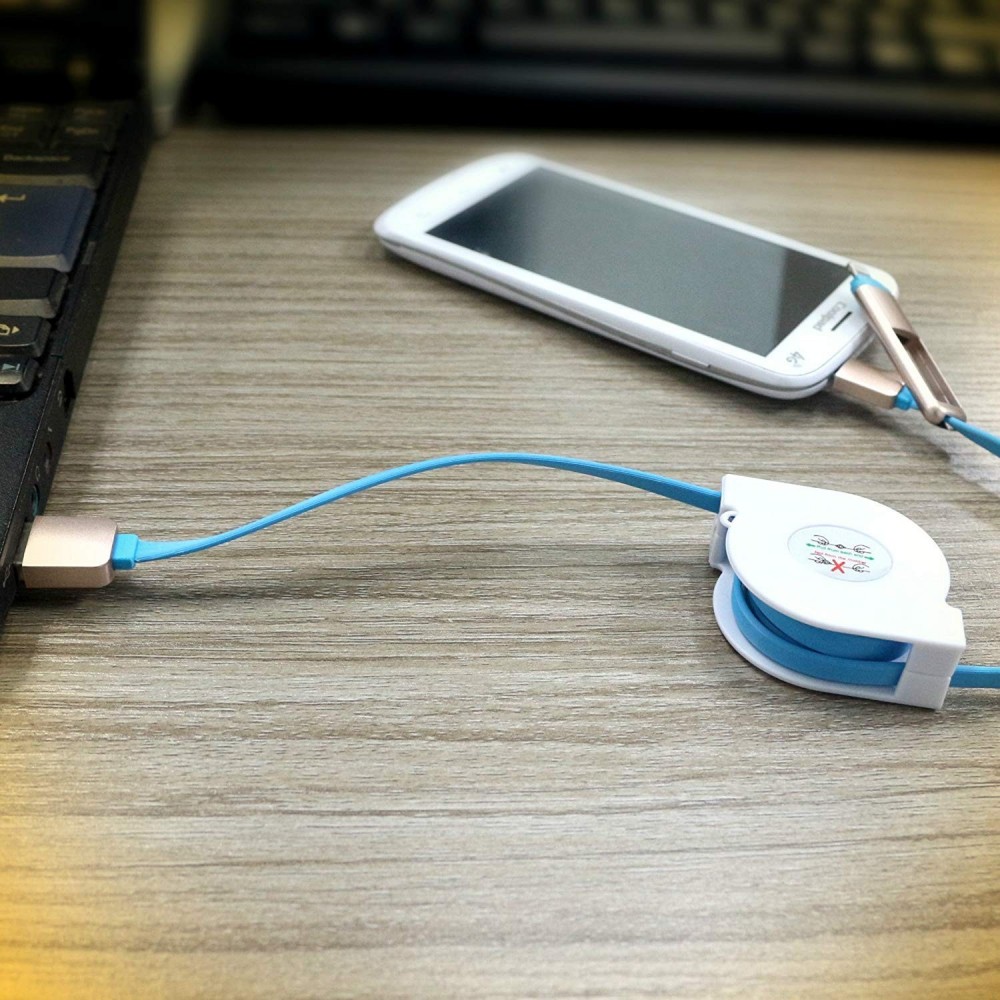 Телескопичен USB кабел 2в1 за адроид смартфони и Iphone
