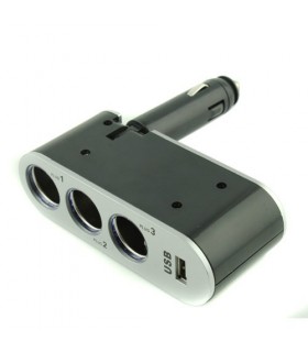 Разклонител за автомобилна запалка с твърдо рамо + USB