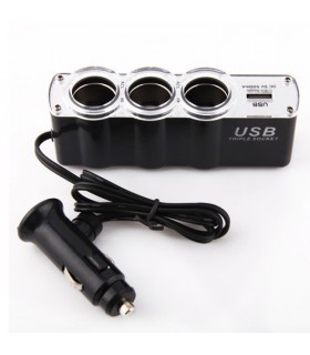 Разклонител за запалка с удължаващ кабел и USB